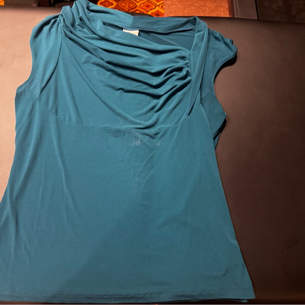 Worthington Elegant Teal Drape Blouse